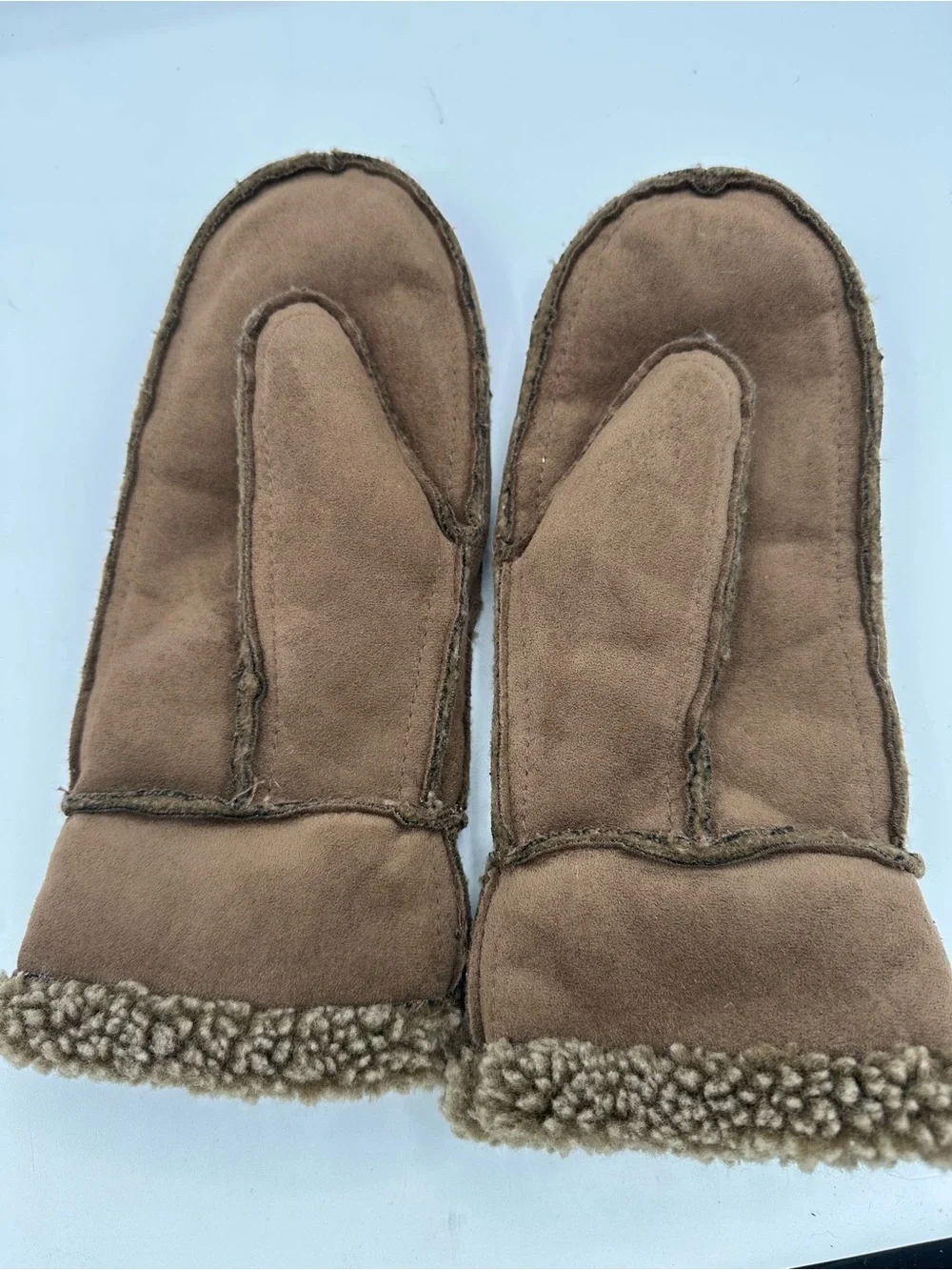 LL Bean Brown Polyester Soft Mitten Women S-M Sherpa Fleece Lined AA24